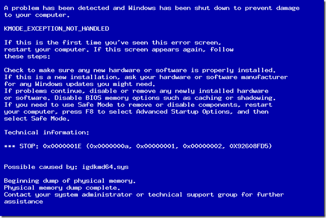 BSOD Stop Error 0x0000001e