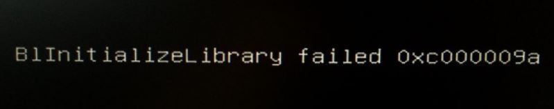 BlinitializeLibrary failed 0xc00000bb