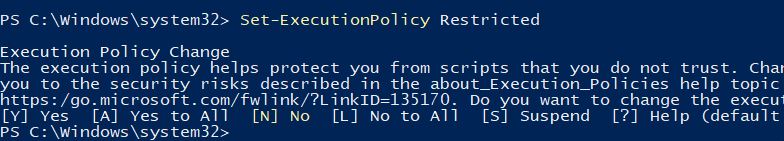 Change the execution policy