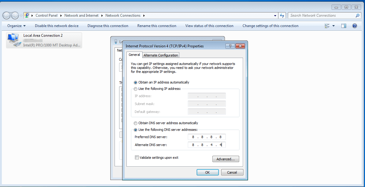 Changing the DNS server in Windows - Step 4