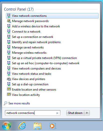 Changing the DNS server in Windows - Step 1