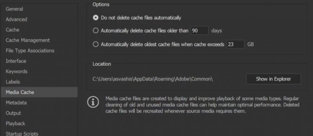 Clear the media file cache