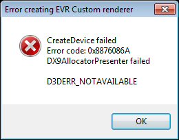 D3DERR_NOTAVAILABLE Error Code 0x8876086A