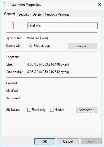 DISM Failed - Disable Read-Only Option in Install.wim