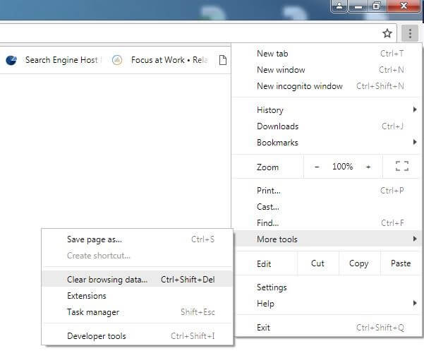 Delete browser cache