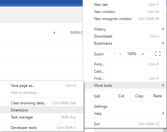 ERR_NAME_NOT_RESOLVED - Disable all extensions - Step 1