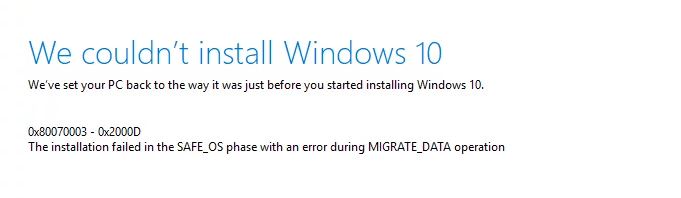 Error Code 0x80070003 - 0x2000D