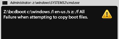 Failure when trying to copy startup files
