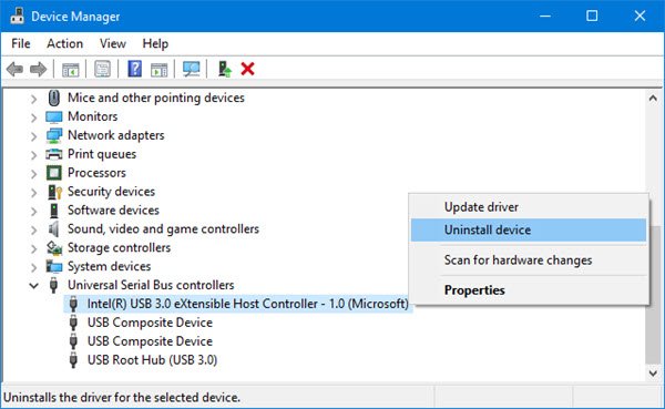 Reinstall the USB controller drivers