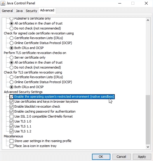 Select Enable operating system’s restricted environment - Step 5 and 6
