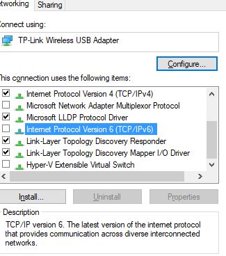 Temporarily disable IPv6