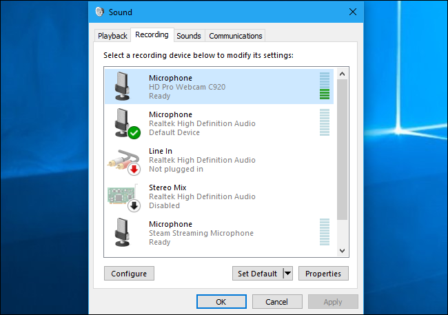 Using the Sound Control Panel