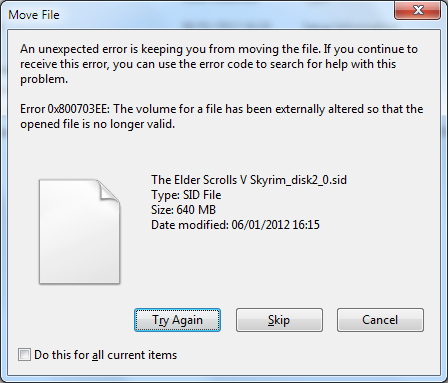 What is error 0x800703EE