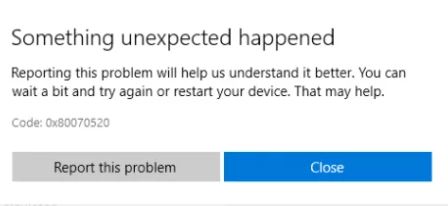 error code 0x80070520