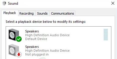 playback devices do not display headphones