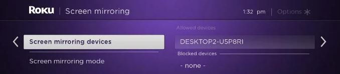 Roku Screen Mirroring