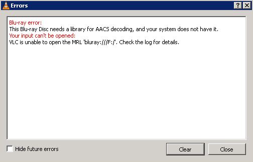Fixed: This Blu-ray disc requires the library for AACS decoding