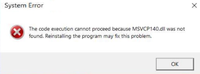 MSVCP140.dll could not be found