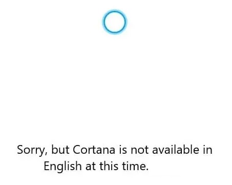 Cortana not available