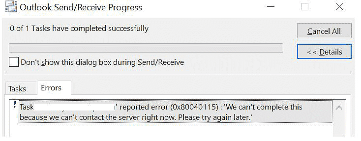 How to fix the Microsoft Outlook error 0x80040115