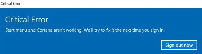 Start menu not working on Windows 10 May 2020 Update Version 2004
