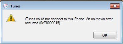 How to fix the iTunes error 0xe8000015