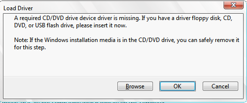 Fix the "A Required CD/DVD Drive Device Driver is Missing" error message when installing Windows 7