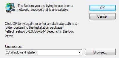 Error correction: The feature you are trying to use is on a network resource that is not available