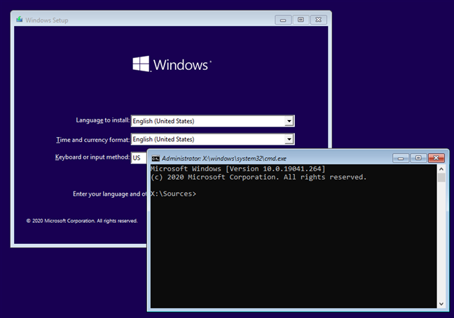 How to open the command line when Windows 10 doesn't start