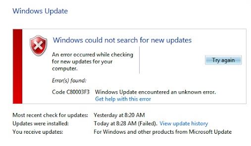 How to Solve Windows Update error C80003F3