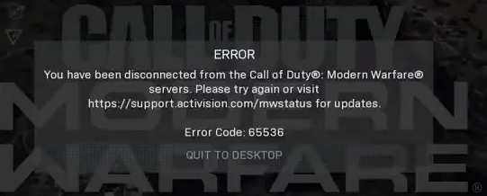 How to Troubleshoot error code 65536 in Call Of Duty (COD) Modern Warfare