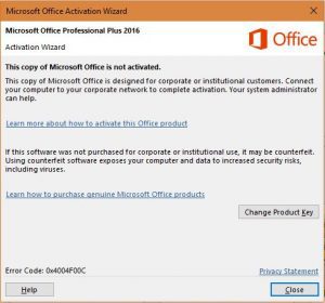 fix microsoft office activation error 0x4004f00c
