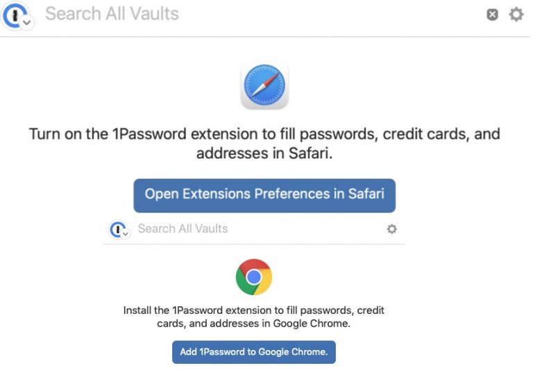 1password extension for safari not working